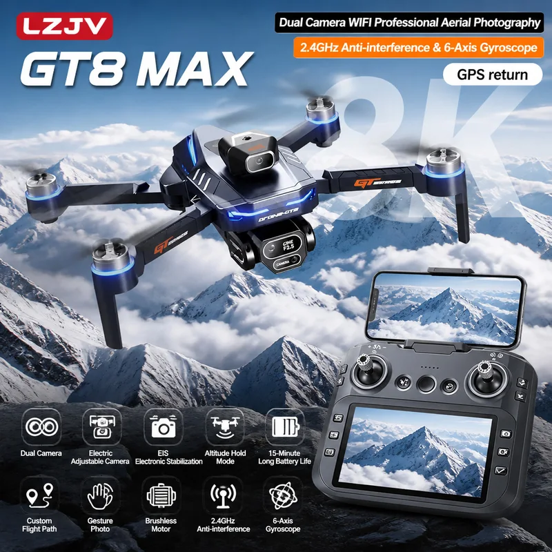 Drone Camera Professional - GT8 Max Foldable Drone 8K HD