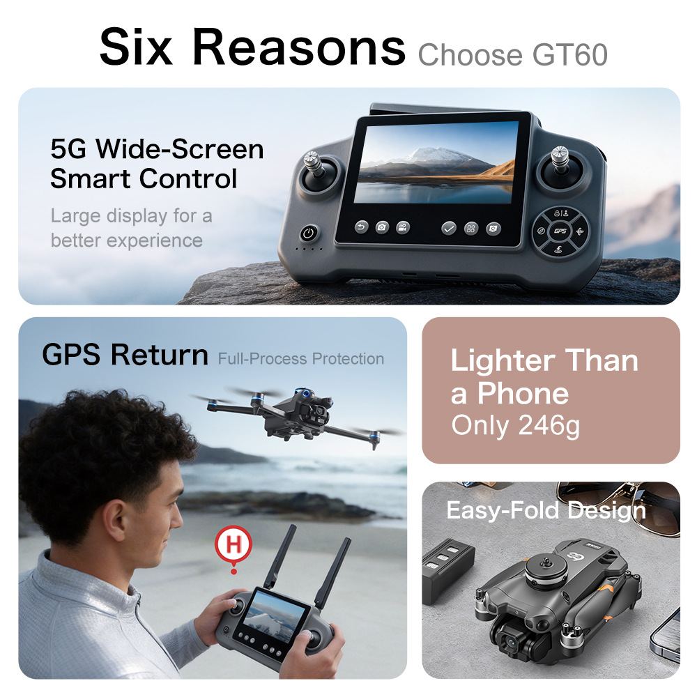 New GT60 GPS Drone High Defini - огляд і ціна Drone Camera Wide Angle
